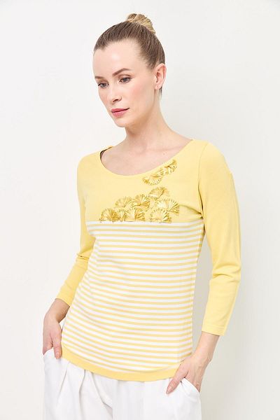 Two Mail Striped Sweater Yellow-White
