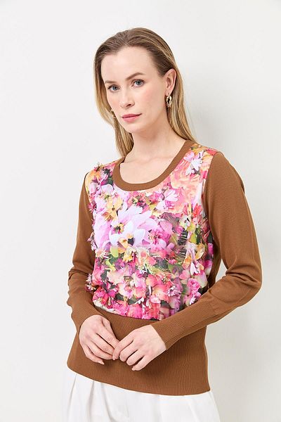 Two Mail Floral Patterned Blouse COPPER