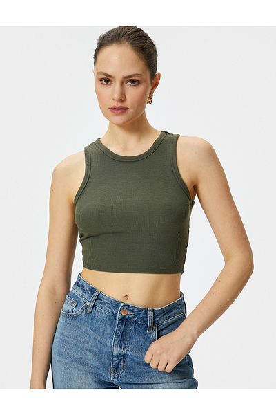Koton Neckholder-Tanktop mit geripptem, ärmellosem Schnitt