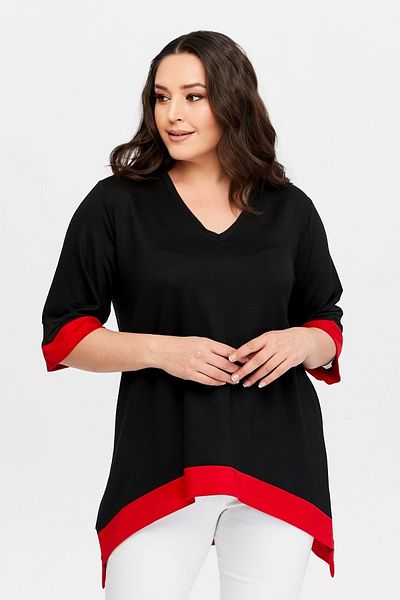 aytemas Asymmetric Colorful Striped Tunic with Skirt