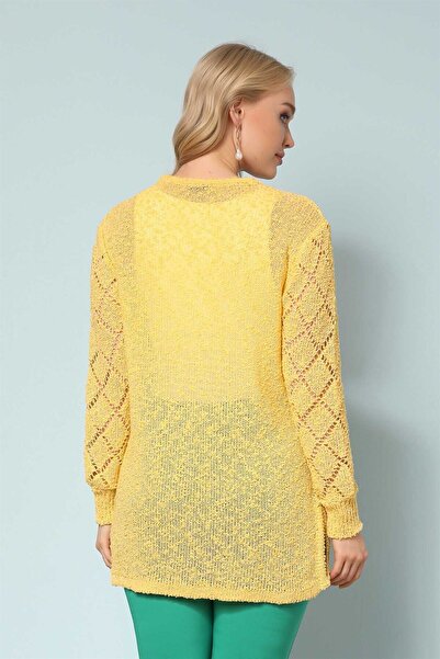 Two Mail Payet Detaylı Hırka Sarı