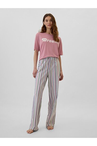 GAP Kadın Çok Renkli Desenli Poplin Pijama Altı
