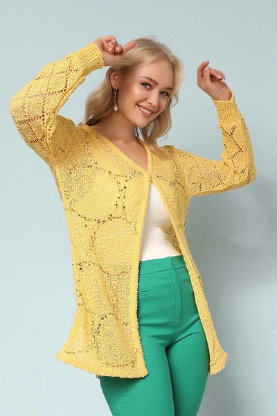 Two Mail Yellow Cardigan - Sequin Detailed