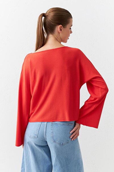 Setre Μακρυμάνικη κόκκινη πλεκτή μπλούζα - Άνετη εφαρμογή και λεπτομέρεια μανίκι