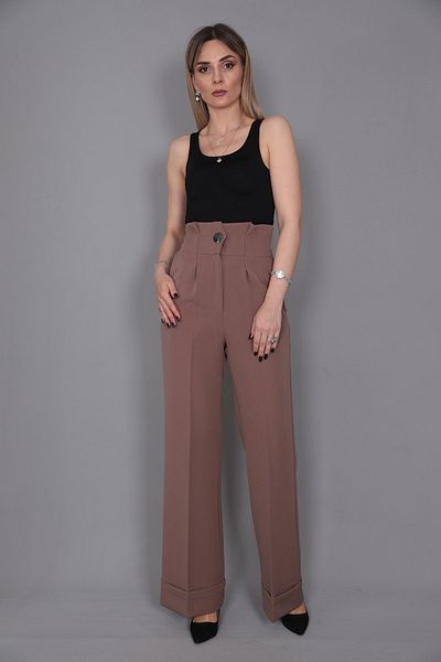 ÖNDER ÖZSOY Double Leg High Waist Trousers-brown