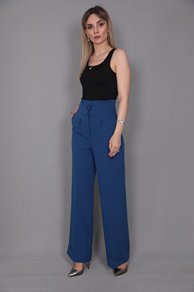 ÖNDER ÖZSOY Duble Paça Yüksek Bel Pantolon-İndigo