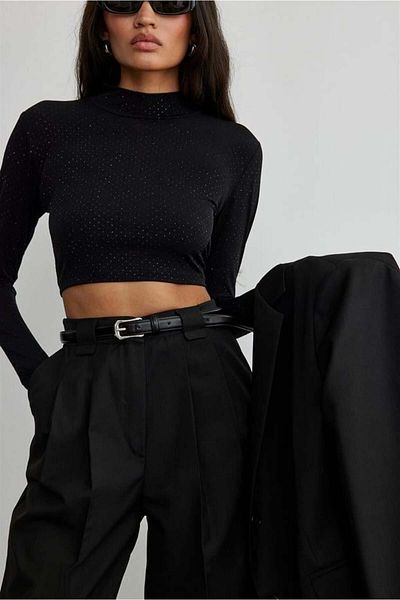 Suud Collection Black Leather Riding Pants