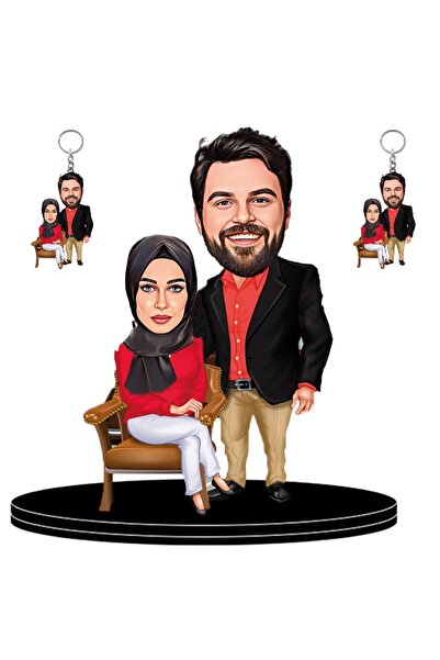 wonderlike Kişiye Özel Çift Figürlü6 2 Adet Anahtarlık Hediyeli 3d Ahşap Bibl...