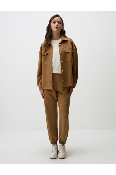 Jimmy Key Camel Hair High Waist Elastic Leg Comfortable Cut Pants