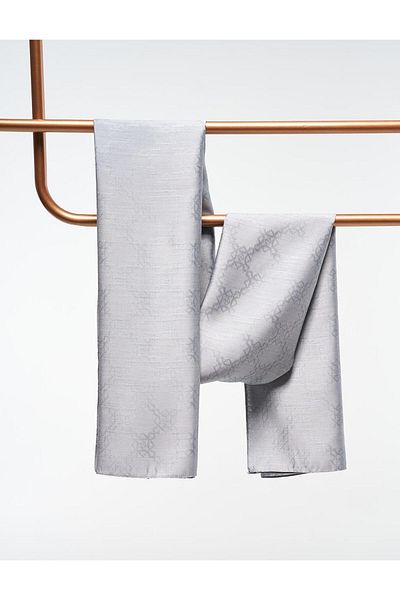 Kayra Patterned Wool Silk Shawl Gray