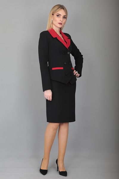 ÖNDER ÖZSOY Garnished Jacket & Back Slit Vase Skirt Set-red