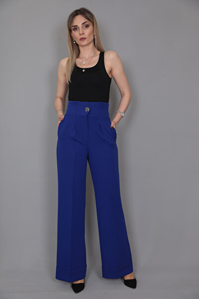 ÖNDER ÖZSOY Duble Paça Yüksek Bel Pantolon-Saks