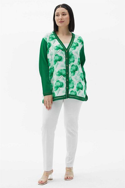 Two Mail Flower Cardigan Green
