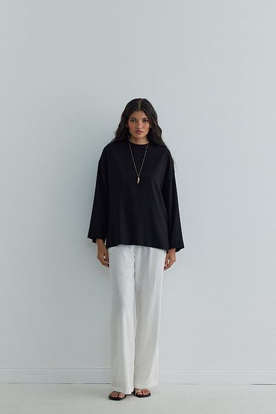 Suud Collection Schwarze Kavala-Leinenbluse