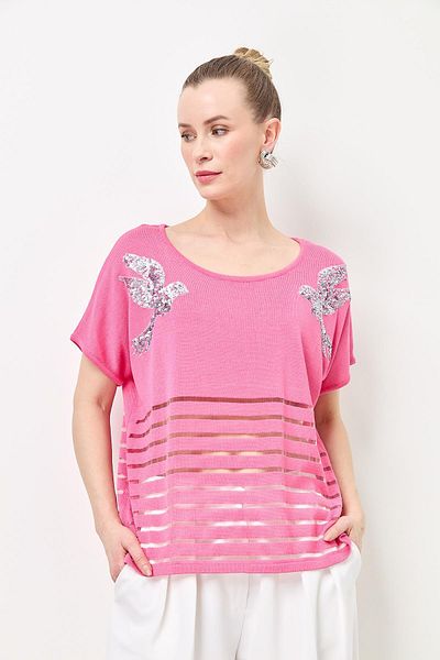 Two Mail Sequin Embroidered Blouse PINK