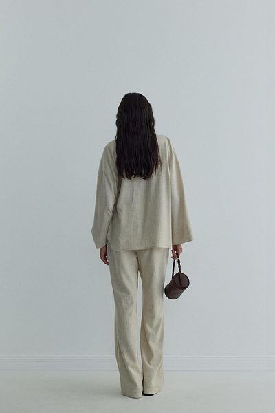 Suud Collection Πουκάμισο κιμονό από φυσικό λινό Milos