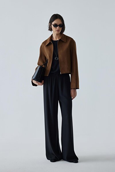 Suud Collection Siyah Pol Krep Pantolon