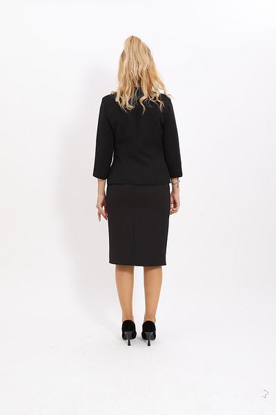 ÖNDER ÖZSOY V-Neck Short Jacket & Pencil Skirt Set-black