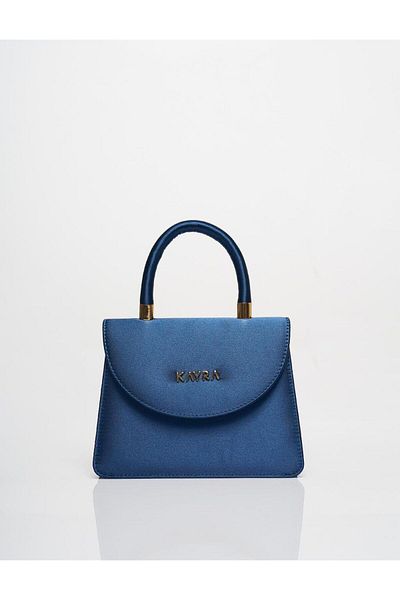 Kayra Mini Geanta Indigo Satin - Cu Husa