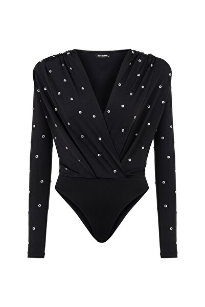 Nocturne Double Breasted Collar Stone Detailed Bodysuit