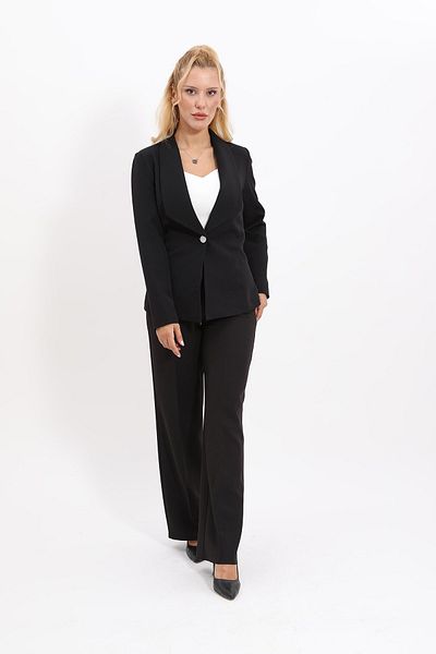ÖNDER ÖZSOY Midi Jacket & Wide Leg Trousers Set-black