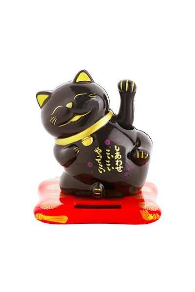 LUCKY CAT Sallanan Pati Güneş Enerjili - Yazılı Tombik 6.6cm X 7.1cm X 7.7cm