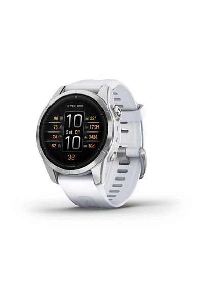 Garmin GARMIN EPIX PRO (GEN 2) STANDARD EDITION- 42MM -SILVER WITH WHITESTONE SILICONE BAND