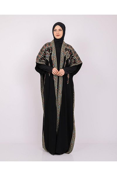 Zaytoon Oversize Παραδοσιακό Χοντρό Κεντημένο Γυναικείο Abaya - Φαρδύ μανίκι Freesize C100036