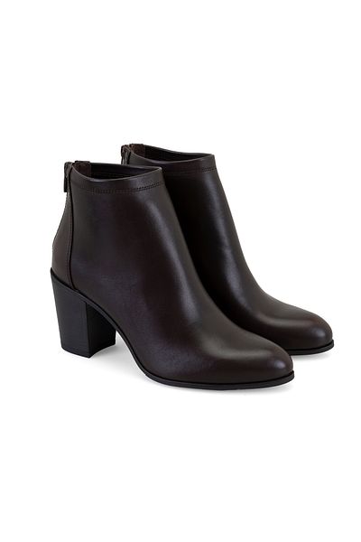 Desa Nillie Brown Women's Zippered Heeled Leather Boots