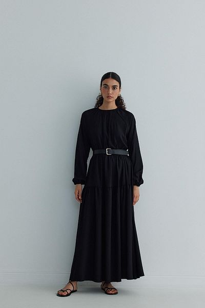 Suud Collection Černé zavinovací šaty Celie