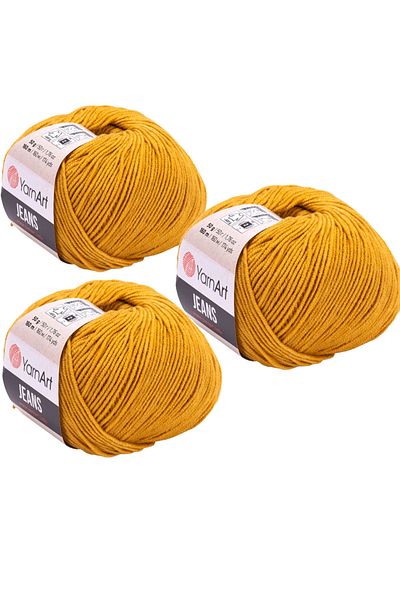 Yarnart Yarn Art Jeans Amigurumi Braid Rope 84 Mustard Color Cardigan Braid Rope Baby Rope Punch Rope 3-Pack