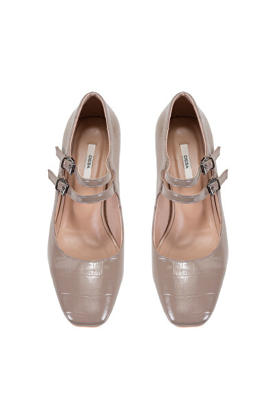 Desa Janelle Bej Kadın Kroko Baskılı Deri Klasik Ayakkabı