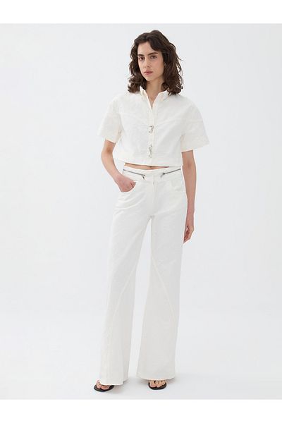 Nocturne Wide Leg and Waist Zipper Detailed Trousers