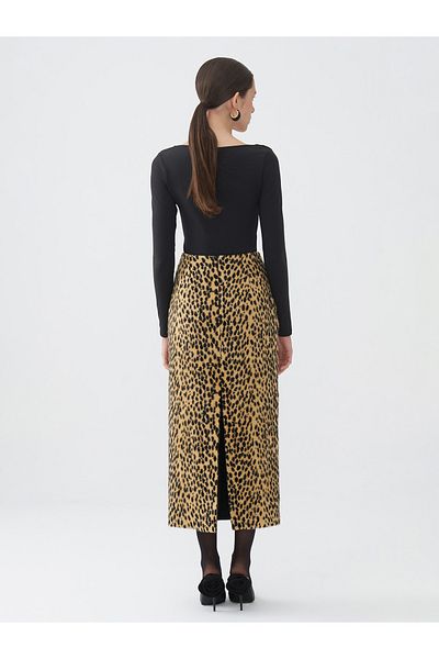 Nocturne Fustă creion elegantă cu model leopard