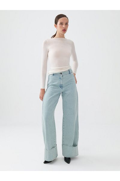 Nocturne High Waist Wide Leg Jean Trousers