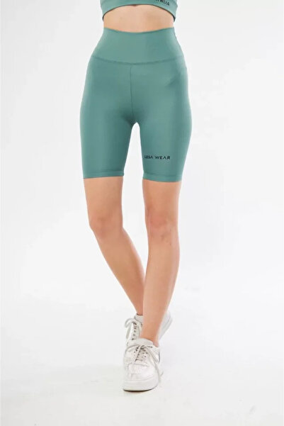 Kokosh moda شورت راكب الدراجة النارية ذو الخصر العالي - أزرق ثلجي