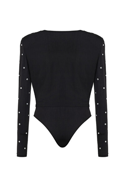 Nocturne Double Breasted Collar Stone Detailed Bodysuit