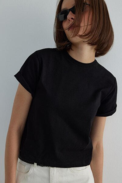 Suud Collection Black Cotton Basic T-Shirt