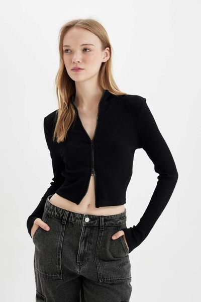 DeFacto D5124 - Stand Collar Ribbed Camisole Cardigan