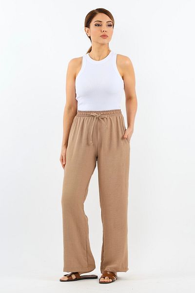 Ritnice Pantaloni Ayrobin de damă, relaxați, cu talie elastică, cu croială dreaptă, cu buzunar