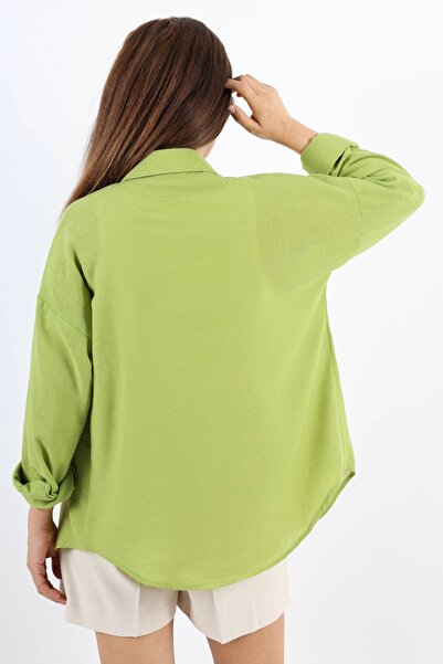 Ritnice Well Oil Green Linen Women's Shirt