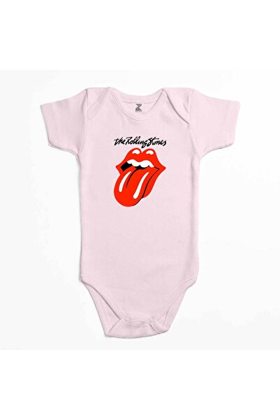 CrowsGate بدلة أطفال باللون الوردي تحمل شعار The Rolling Stones