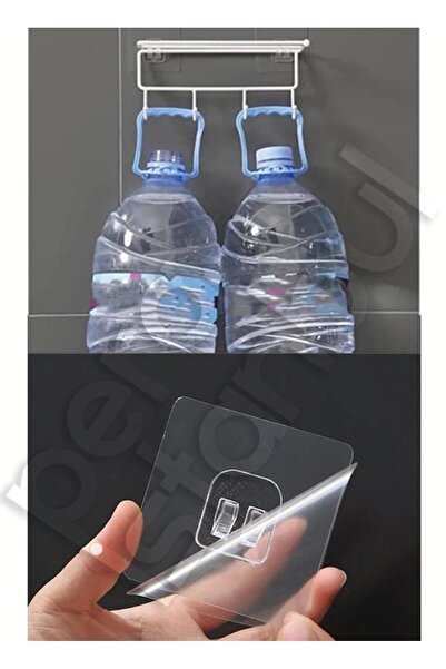 Pera İstanbul 8 Adet Süper Güçlü Şeffaf Çerçeve Askısı Lekesiz Duvar Yapışkanı Mutfak Banyo Raf Tutucu Aksesuarı