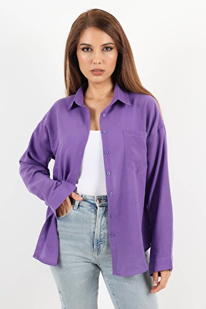Ritnice Purple Linen Women's Shirt - Well Design
