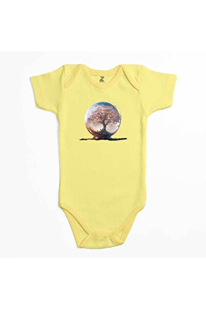 CrowsGate بدلة أطفال بلون أصفر تصور شجرة تنمو في الثلج