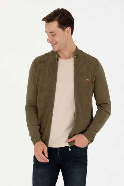 U.S. Polo Assn. Cardigan de bază kaki pentru bărbați 50268938 -vr027