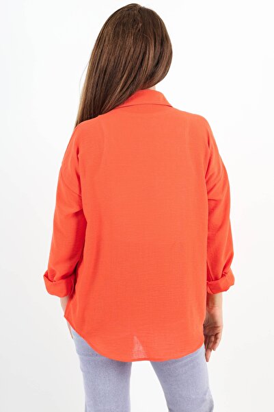 Ritnice Orange Linen Women's Shirt - Well