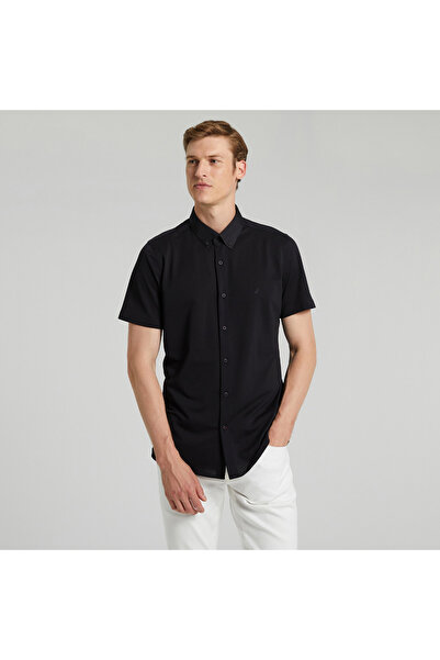 Nautica Erkek Siyah Slim Fit Kısa Kollu Gömlek