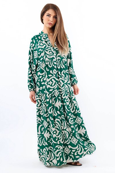 Ritnice Emerald Green Showy Viscose φόρεμα - Maxi Size