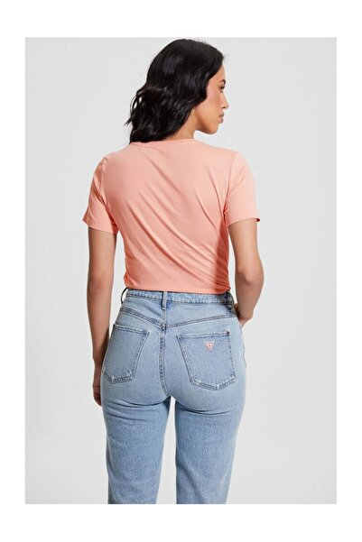 Guess Γυναικείο μπλουζάκι με σκιασμένο λογότυπο με κανονική εφαρμογή